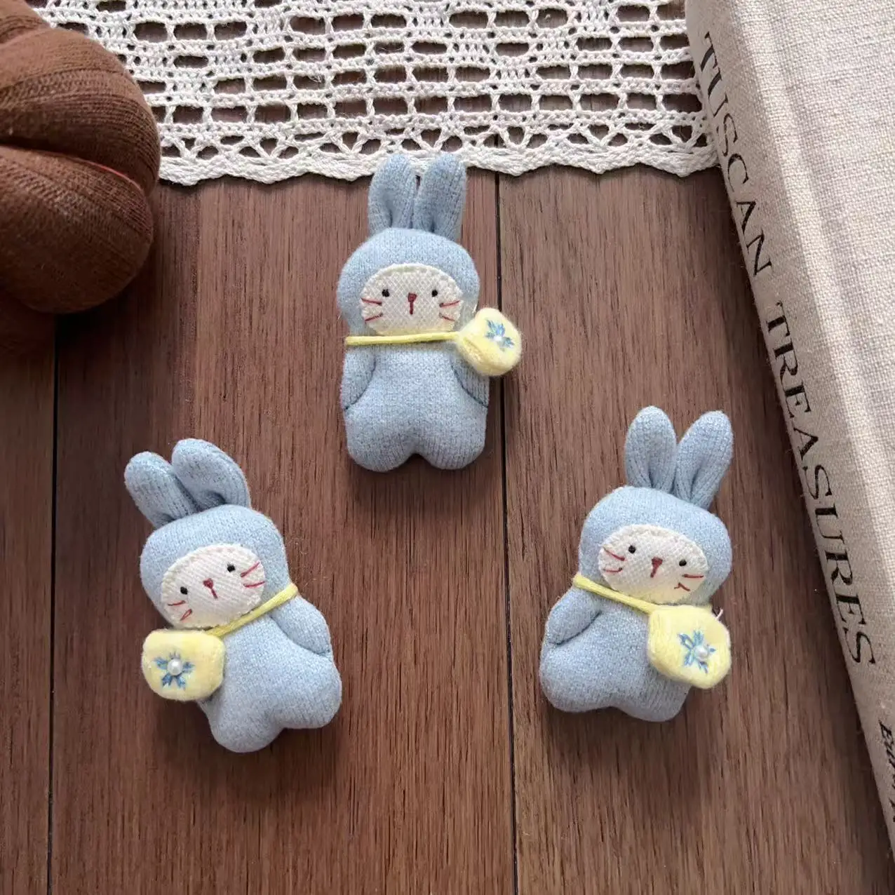 

Premium Stuffed Fabric Backpack Rabbit Hair Brooch Pin Handmade Soft for Shoes Socks Bag Clothing Trim