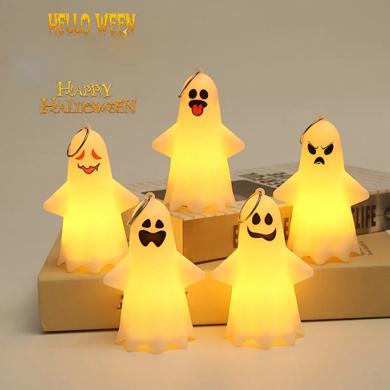 1Set Halloween Decoration Ghost Lamp Desktop Decoration Halloween Ornament Ghost Lamp Ornament White