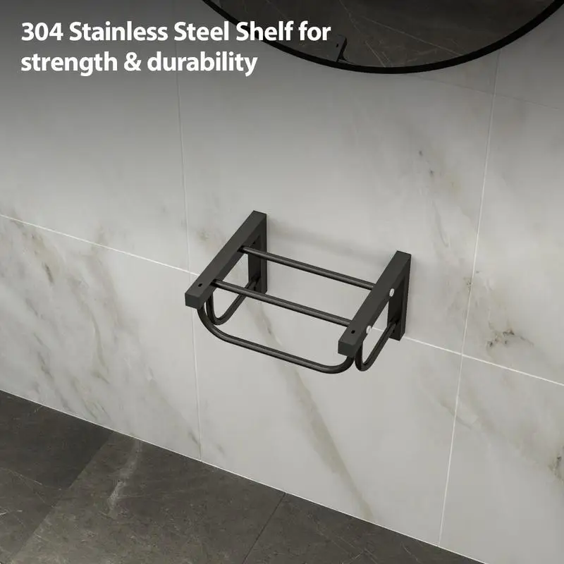 حوض سيراميك مستطيل مثبت على الحائط مقاس 16 × 12 بوصة مع شريط منشفة أسود وفتحة صنبور للحمام #4