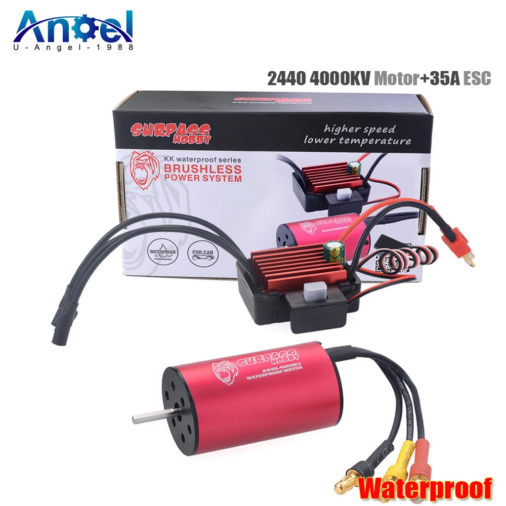 Surpass Hobby 2440 4000kv/6080KV/4600KV Brushless Motor + 35A Brushless Speed Controller ESC Waterproof 2S For 1/16 RC Car