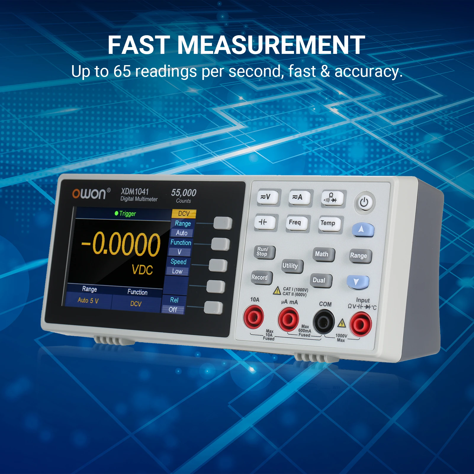 XDM1041 Digital Multimeter High Accuracy 55000 Counts AC/DC Voltage Resistance RMS Data Record USB/RS232 Multifunctional Meter