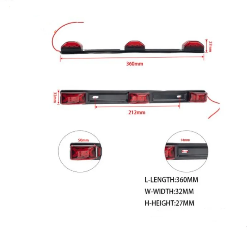 ISURE MARINE 9LED 12V Truck Edge Light Strip Light Brake Tail Light Pickup High Brake Light