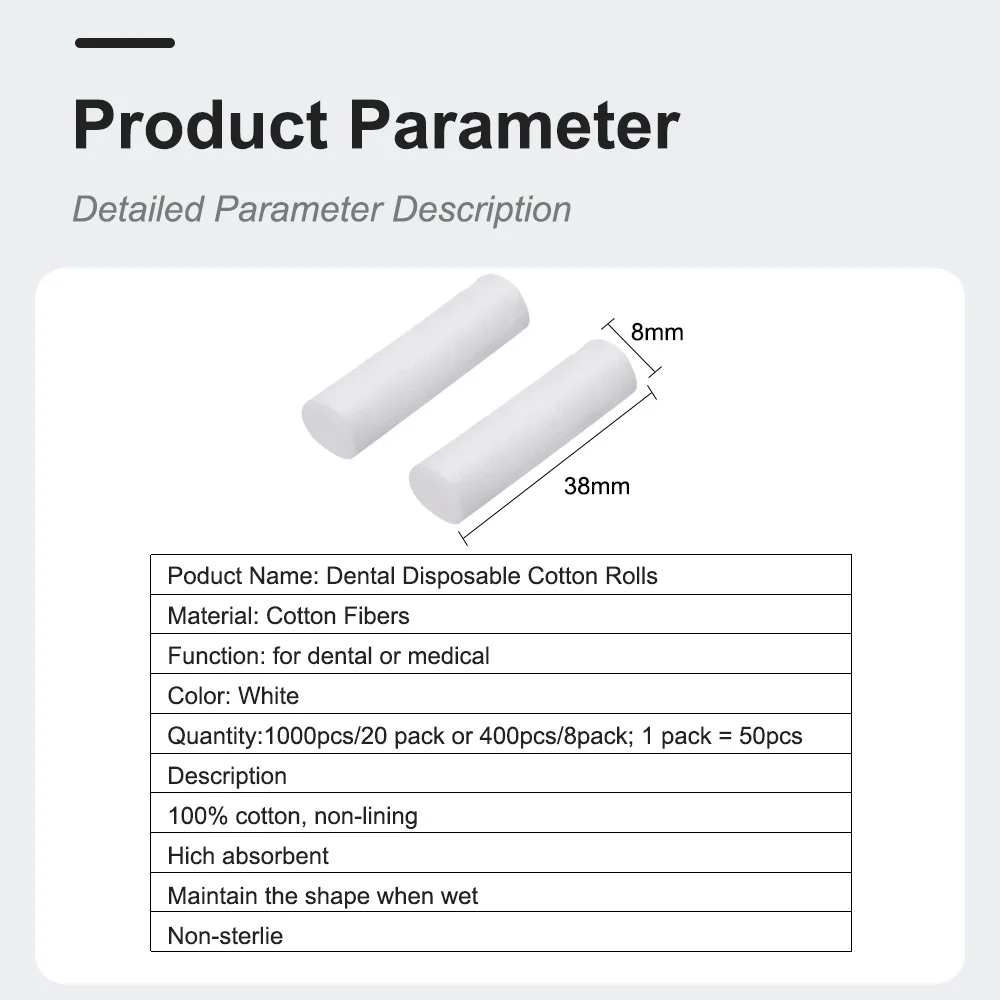 ELIJAH 100/50Pcs Disposable Dental Cotton Roll Dental Medical Surgical Cotton Rolls Teeth Whitening Cleaning Cotton Roll