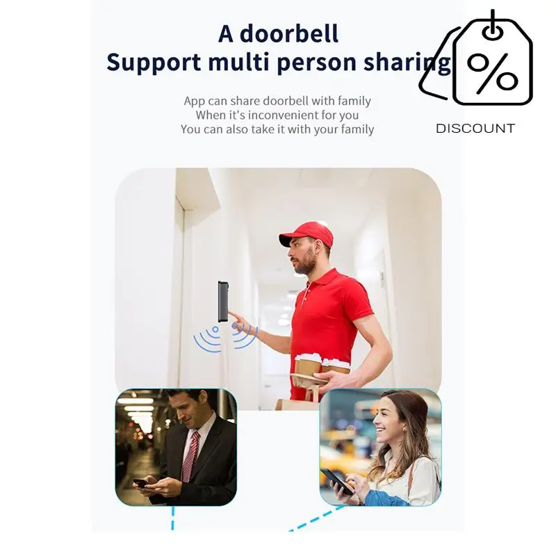 ABMF-Smart Doorbell Tuya WIFI كاميرا إنذار الأمن HD للرؤية الليلية فيديو إنترفون مقاوم للماء جرس الباب اللاسلكي رصد