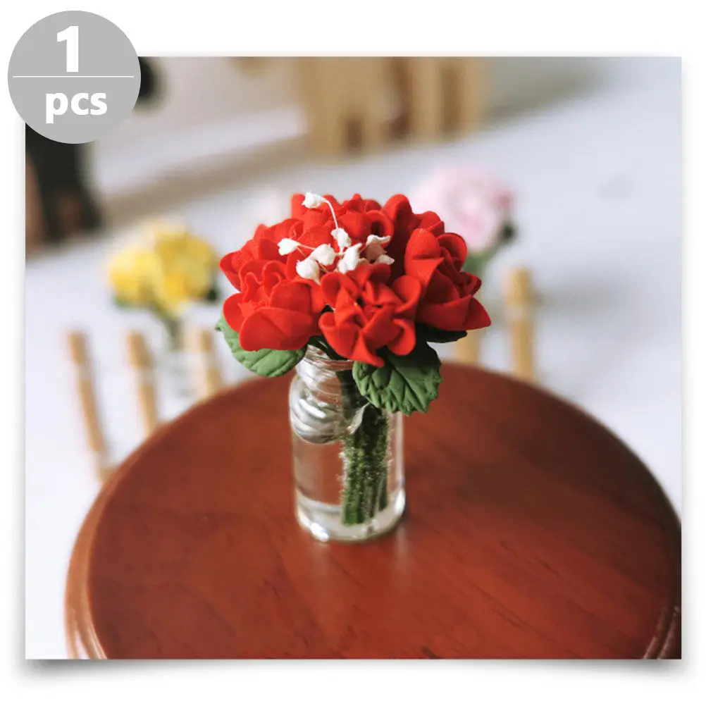 

Миниатюрная декоративная роза в горшке из смолы для кукольного домика, украшение для миниатюрного дома, реалистичный аксессуар для микроландшафта в виде цветка