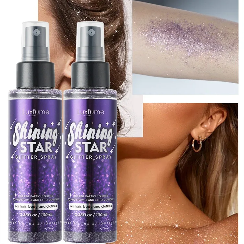 Festival Fashion Colourful Body Hair Glitter Spray Sharkle Cosmetic Shimmer Makeup Glitter For Hair Bogy Face Clothes 100Ml