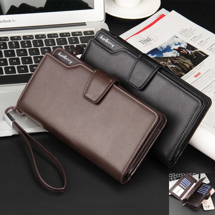 

Fashion Casual Men's Long Wallet PU Leather Folding Wallet Clutch Handbag Billfold Zipper Wallet Cellphone Bag