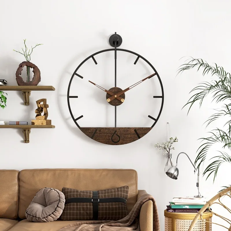Ironwork Wall Clocks Simple Retro Nordic Creativity Wall Clocks Living Room Luxury Watches Home Ornaments Decoration Products