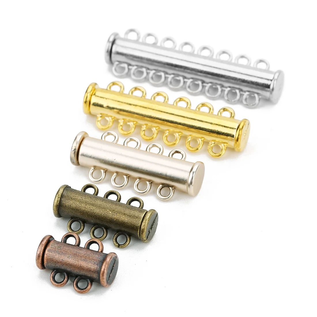 5pcs 2-8rows Magnetic Clasps End Caps Slider Clasp Buckles Tubes With Connectors Lock Clasp For Diy Multilayer Bracelet Necklace