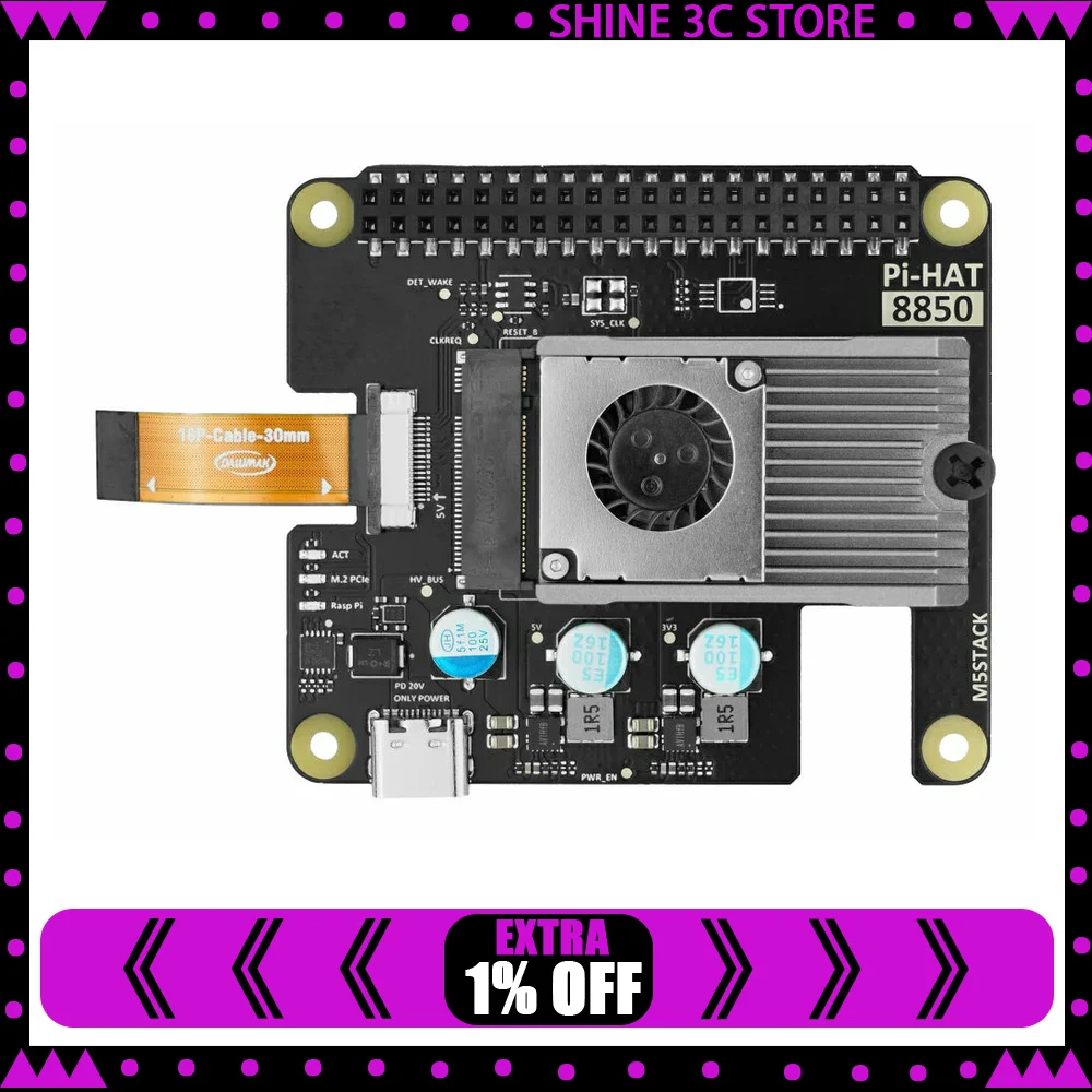M5Stack AI-8850 LLM Acceleration M.2 Kit 4GB AX8850 Edge AI Computing Module for Local AI Inference