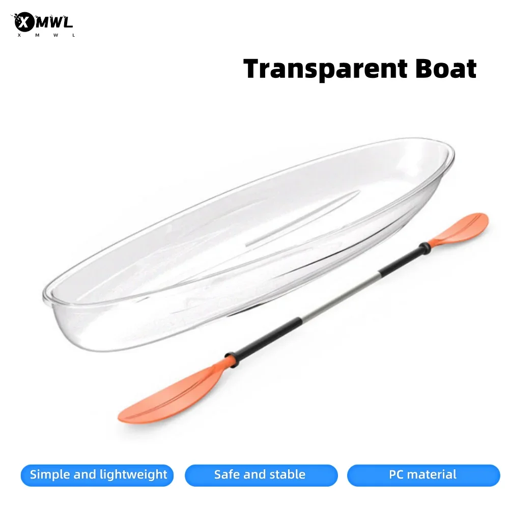 Transparent Double Water Boat PC Holiday Water Transparent Kayak Crystal Clear Double Transparent Hand-Paddled Boat Photo Prop