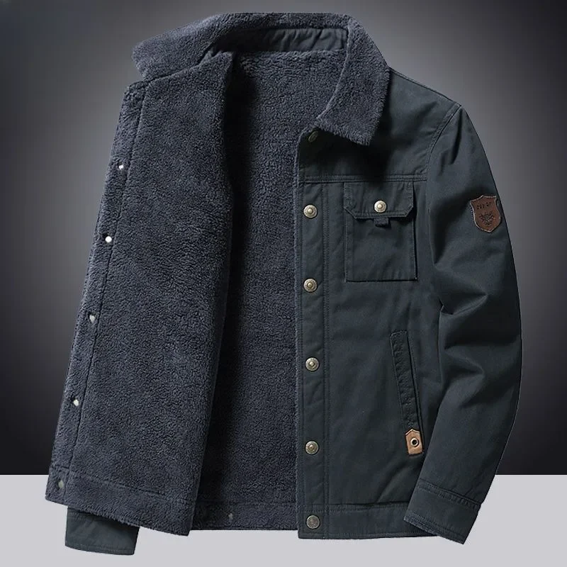 

Хлопковое бархатное термопальто Мужская овечья шерсть Повседневная куртка большого размера Зимняя новая мужская однотонная мешковатая верхняя одежда Модный топ с лацканами