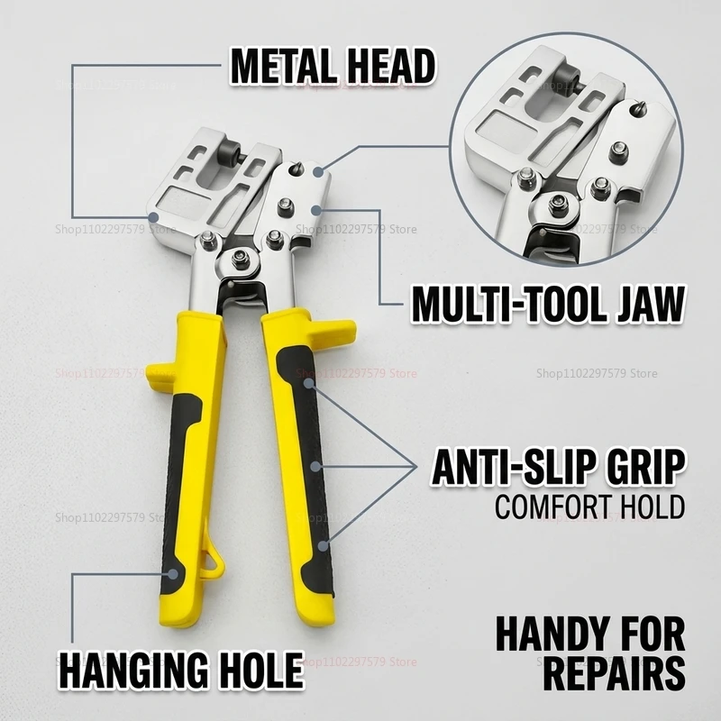 Metal Stud Crimper Pliers Aluminum Alloy Double Handed Keel Tool for Drywall Ceiling Frame Wall Construction Fastening