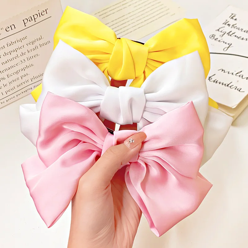 4pcs/set Solid Big Bow Barrettes For Women Girls Back Head Hair Ornament Headband Hair Clips Hairpins Fashion Hair Accessories