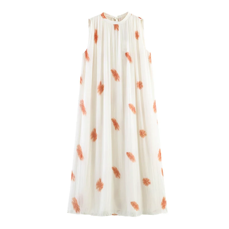 

Summer Women's Printed Long Dresses 2026 New Fashionable Sleeveless Round Neck Casual Loose Vacation Beach Dress