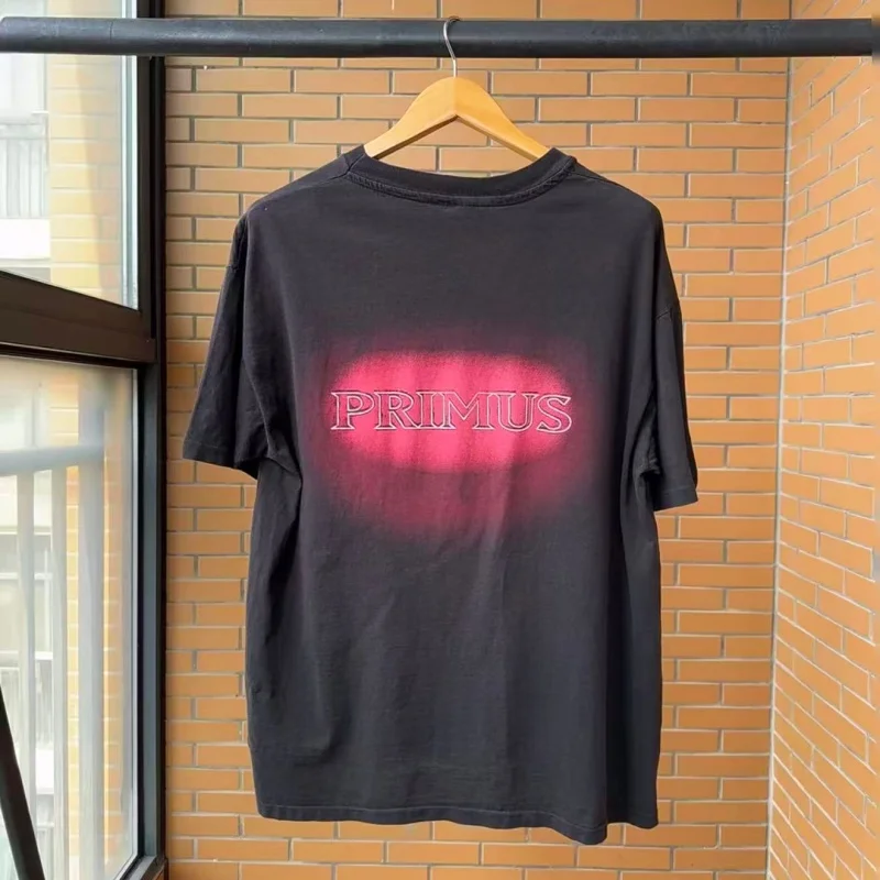 Men's Vintage PRIMUS Band T-Shirt Retro Graphic Print Loose Fit Streetwear Cotton Tee