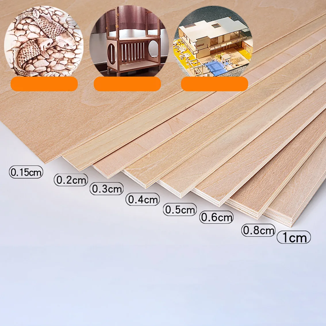 

Basswood Board Thickness 1.5mm/2mm/3mm/4mm/5mm-10mm Model Craft Sheet Material for DIY Model Building Carving Part Accessories