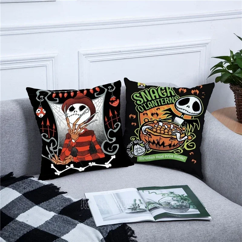 Halloween Throw Pillowcase Cartoon Skull Witch Pumpkin Horrible Cushion Cover Home Sofa Party Decor Pillowslip