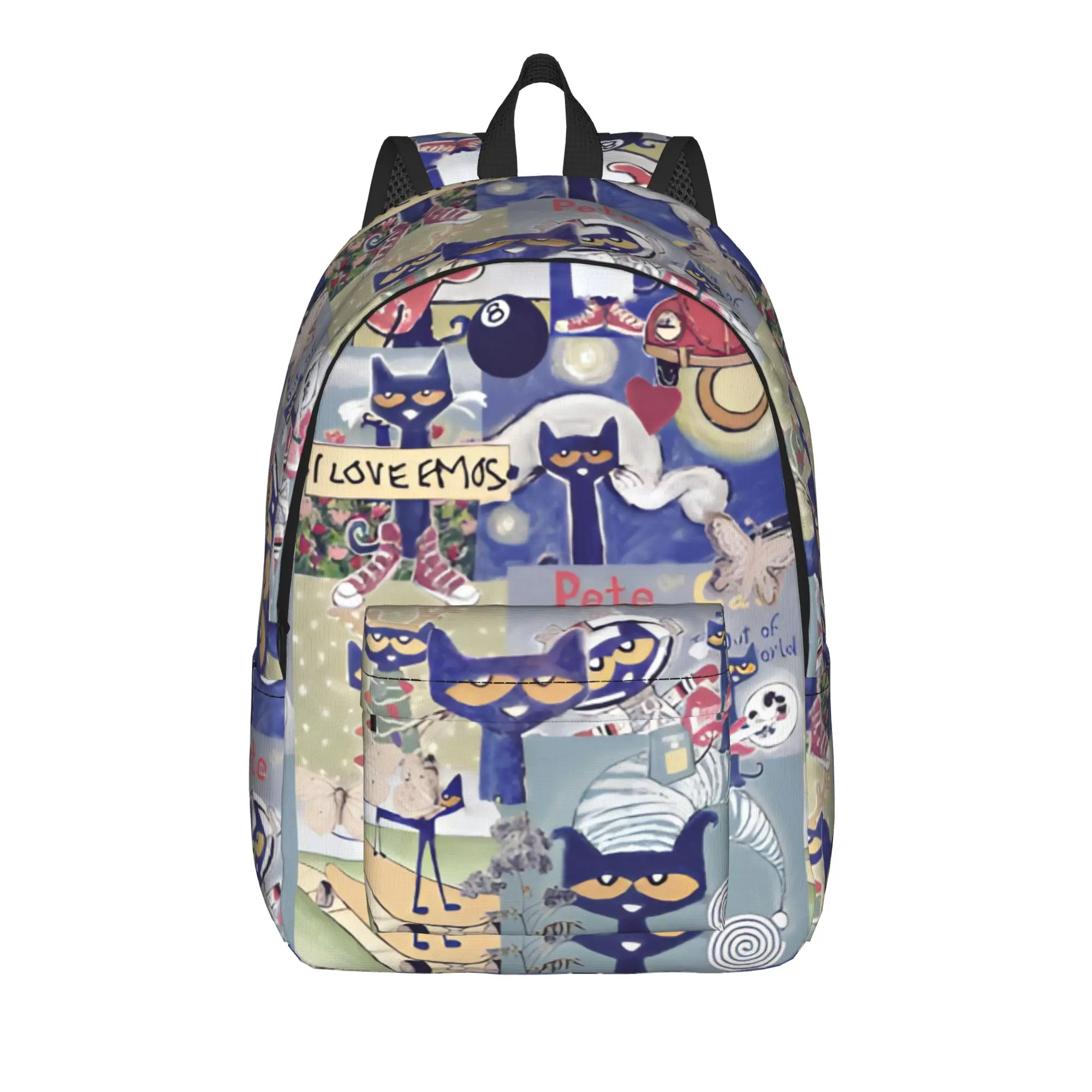 Cool Kitten Pete the Cat   Fashion Backpack High School Hiking Cartoon  Daypack for Men Women Laptop Shoulder Bag