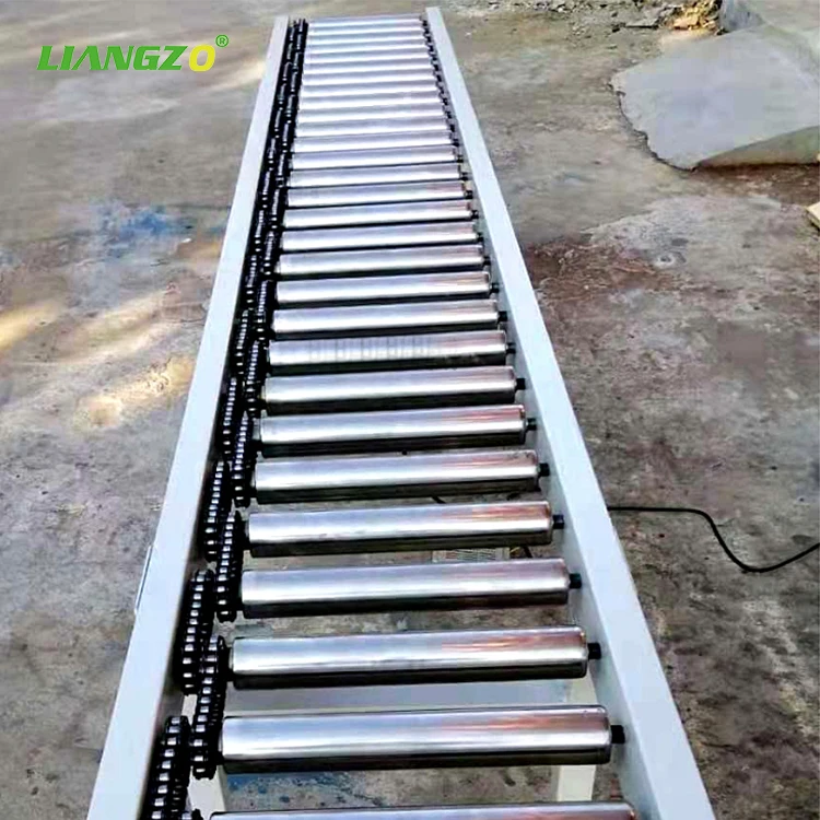 Automatic Transfer Heavy  Adjustable Feet Chain Driven Live Roller Conveyor For Transporting