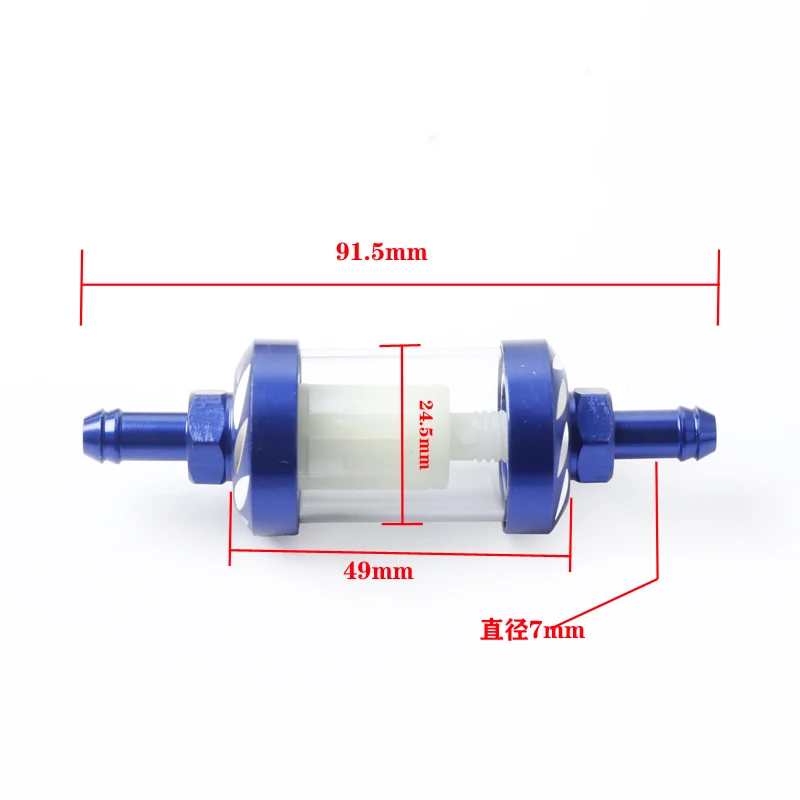 Motorcycle Accessories Fuel Gasoline Oil Filter 7mm CNC for 125 to 160cc Honda CRF 70 90 110 TTR100 Kawasaki KLX65 Dirt Pit Bike