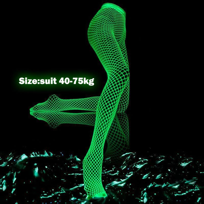 Luminous Glowing Fishnet Socks Glow In The Dark Fishnet Stockings Leggings for Women Luminous Stockings Tights High Waist