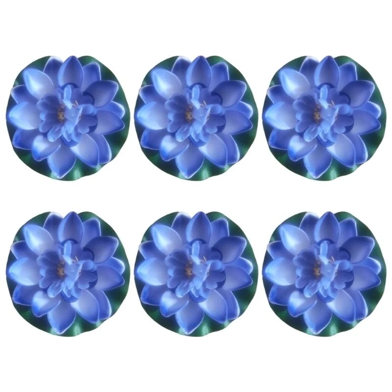 

6Pcs Artificial Floating Flower with Pad for Garden Pond Pool, 10CM 15UB