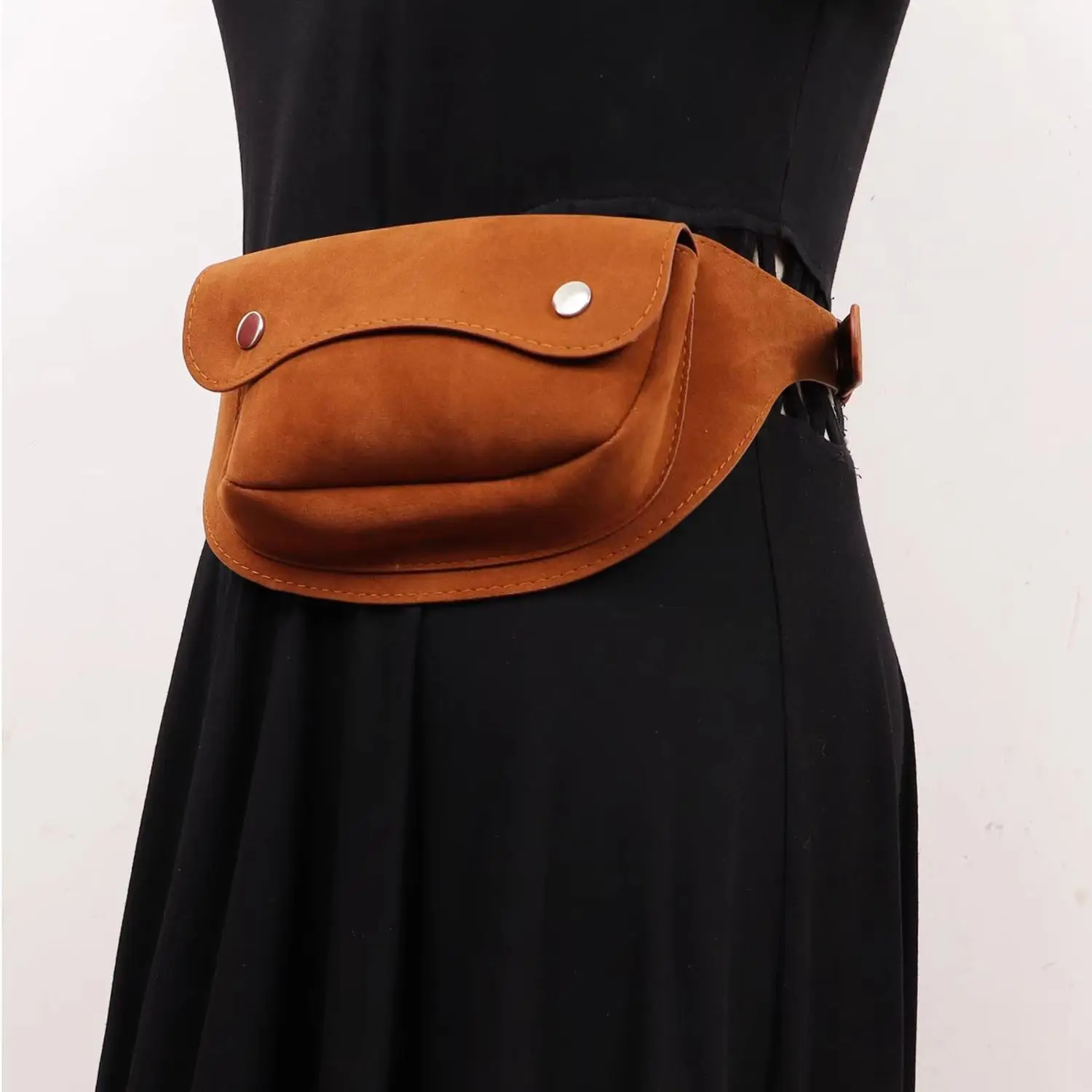 خمر جيوب كبيرة البني فو الجلد المدبوغ بو حزام جلد المتخصصة تصميم فتاة في الهواء الطلق موضة التنانير الجينز بنطلون حزام الزخرفية