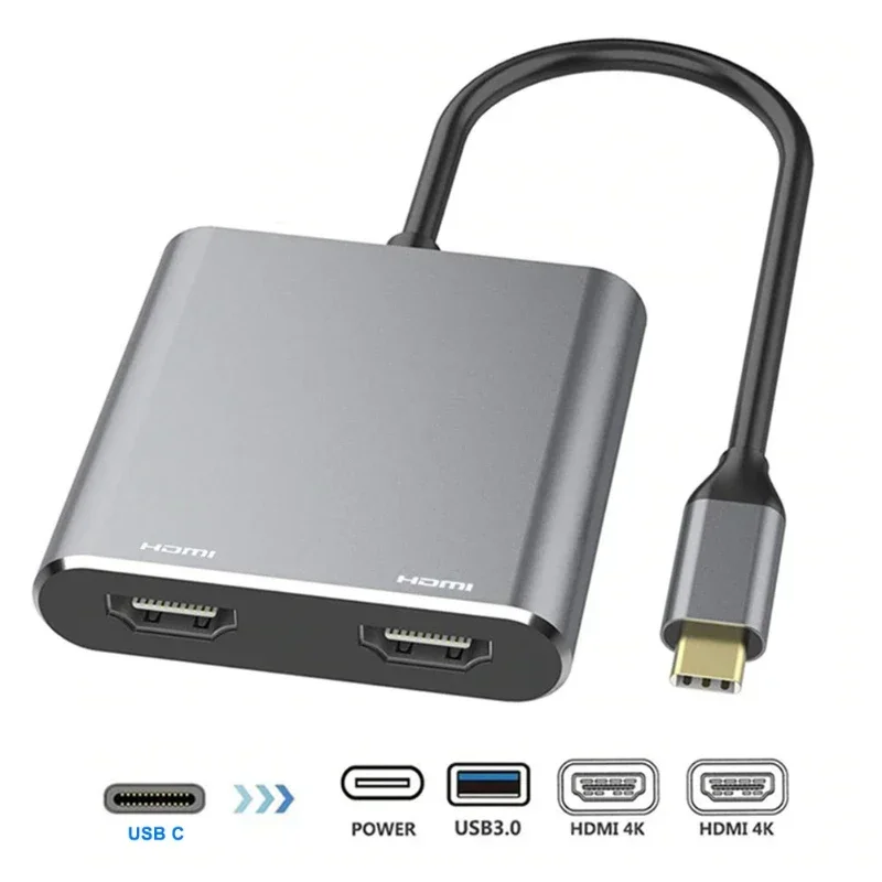 PD Charge For  Laptop Extend Dual Screen Display Cellphone USB C Hubs Docking Station Type C to Dual hdtv 4K HDTV USB3.0