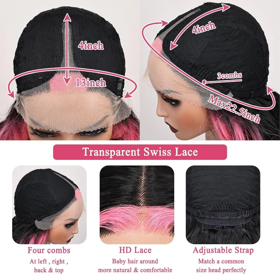 SISgrace الوردي تسليط الضوء على شعر مستعار الدانتيل الجبهة الباروكات الاصطناعية الجسم موجة شعر مستعار ارتداء والذهاب 13x4x1 Tpart الدانتيل الجزء الأوسط بيروكات صناعية 28