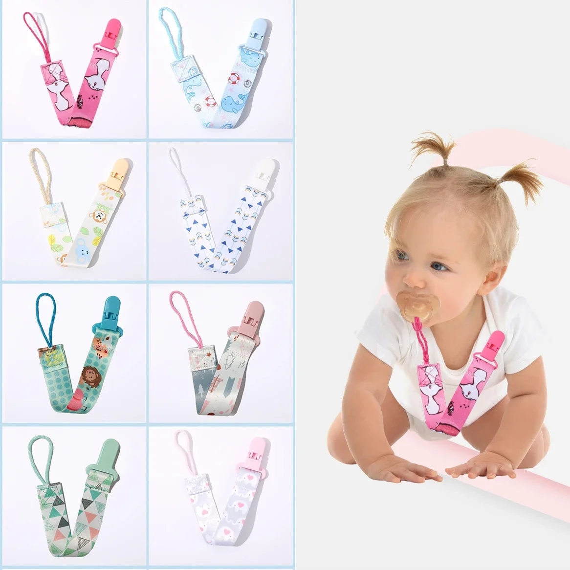 1/3 Piece Cartoon Fabric Baby Pacifier Chain Children's Toy Pacifier Anti Drop Chain Children's Pacifier Anti Loss Clip