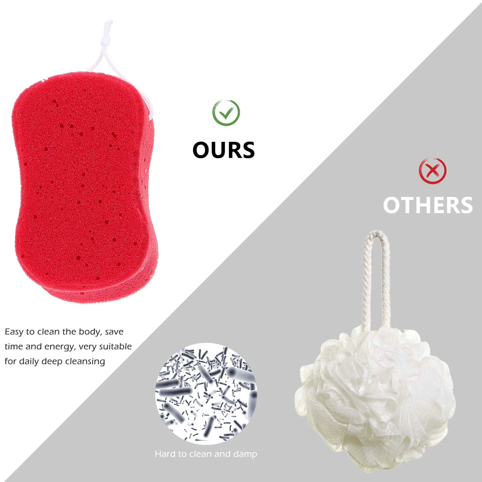 

5pcs Shower Premium Body Cleaning For Exfoliation Massage Body Cleaning Sponge Rich Foam Bathing Sponge Mixed Color