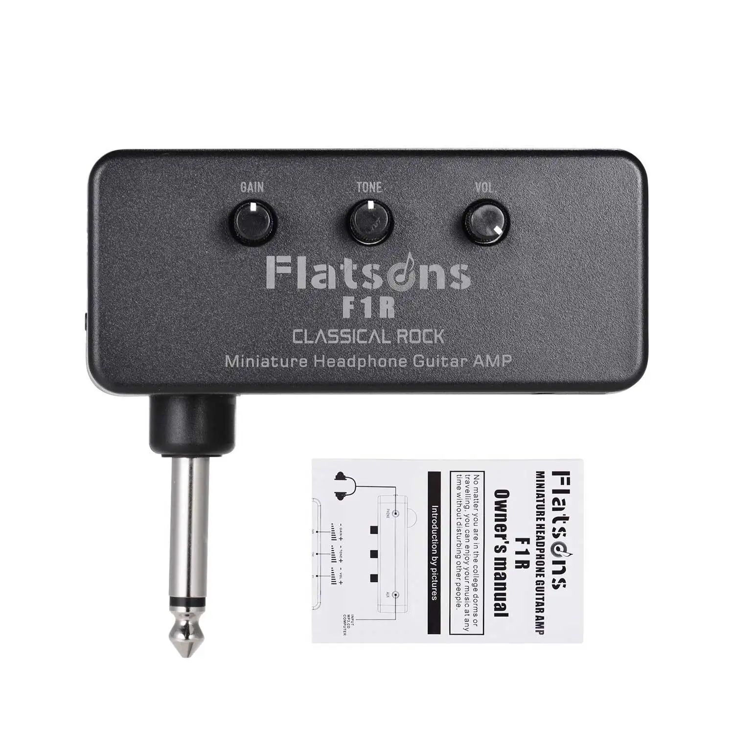 Flatsons F1R Mini Headphone Amp Headphone Guitar Bass Amplifier Classical Rock with 3.5mm Headphone Jack AUX Input Plug-and-Play