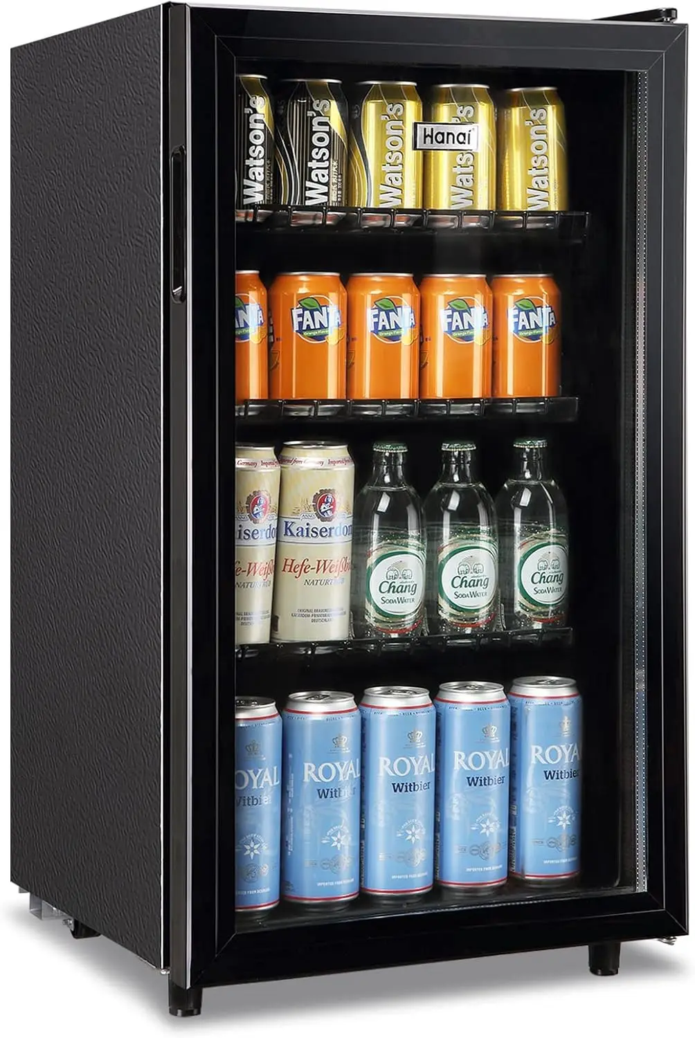 Mini Fridge Cooler 125Cans Beverage Refrigerator Glass Door Beverage Cooler for Beers Wine Juicer Cooler Adjustable LED Lights