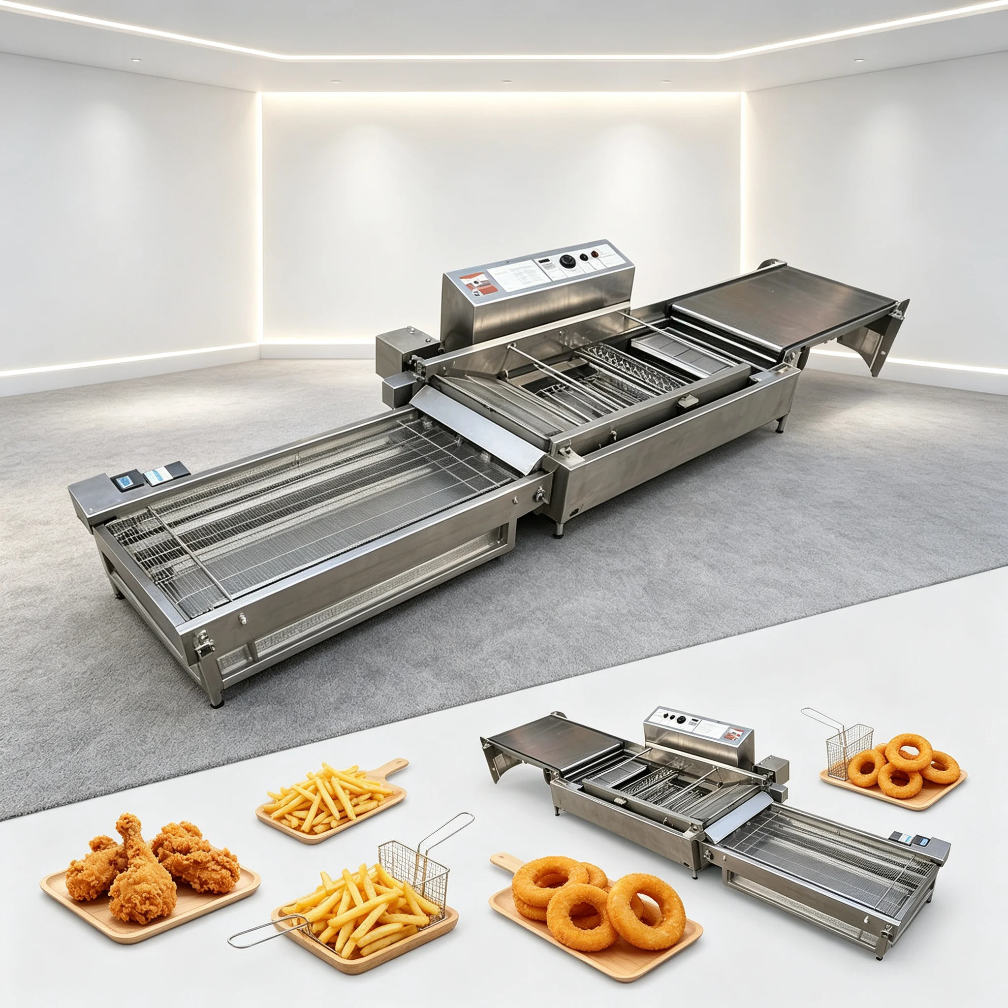 Food Processing Popcorn Chicken French Fries Donuts Automatic Deep Fryer
