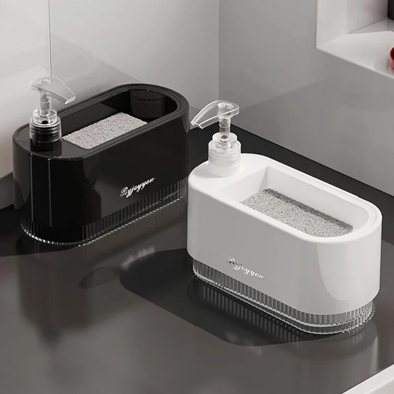 1Pc Hand And Dish Soap Dispenser Set Detergent Dispenser Sponge Holder 2-in-1 Countertop Soap Pump Dispenser For Kitchen Sink