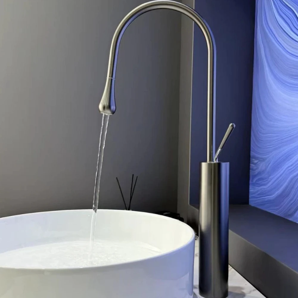 Смеситель для раковины в ванной комнате, смеситель из нержавеющей стали 304, холодная и горячая, две модели, керамический сердечник клапана с выходом воды