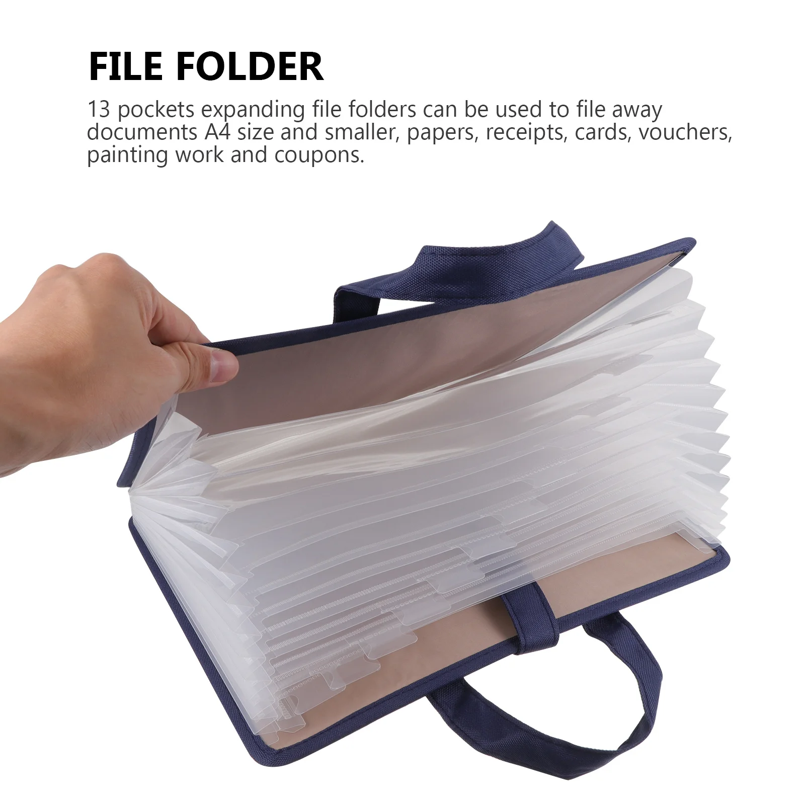 

A4 File Folder 13 Pockets Expanding Document Organizer Portable Storage Bag Waterproof Oxford Fabric Office Home Travel