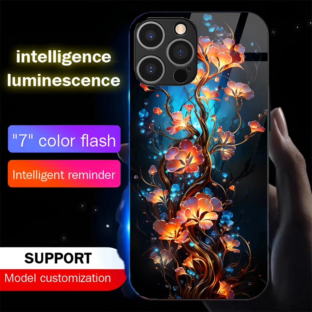 

Forest Flowers LED Calling Light Flash Phone Case Smart Luminous Cover For Samsung S26 S25 S24 S23 S22 S21 S20 Plus Ultra
