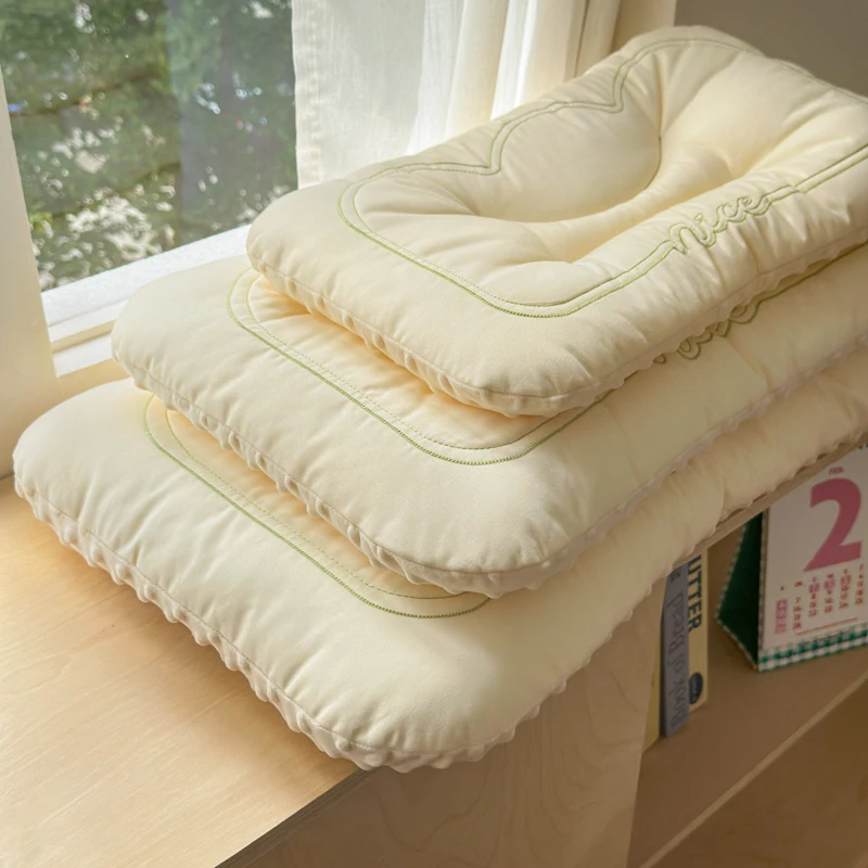 

Comfortable Low Pillows for Parent and Child, Pure Cotton and Bean Velvet, Kids Adult Sleeping Pillows, 30x50 cm, 40x60, 48x74cm