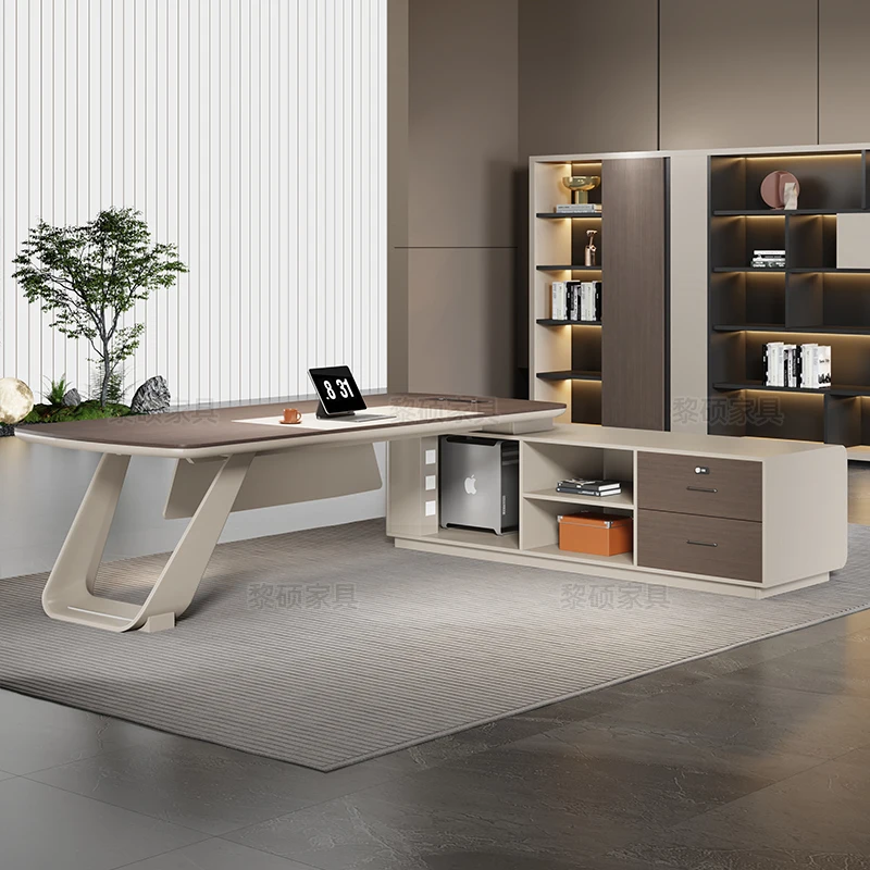 

Light luxury boss office desk and chairs