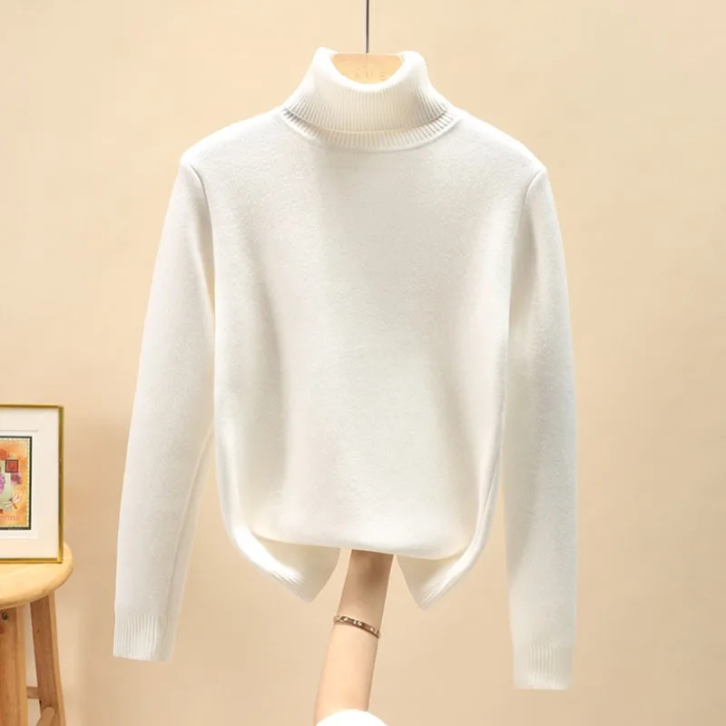 

Вязаный свитер, женские пуловеры, новая водолазка с длинными рукавами, вязаный свитер на флисовой подкладке, пуловер, женские топы Sueters De Mujer Q1558