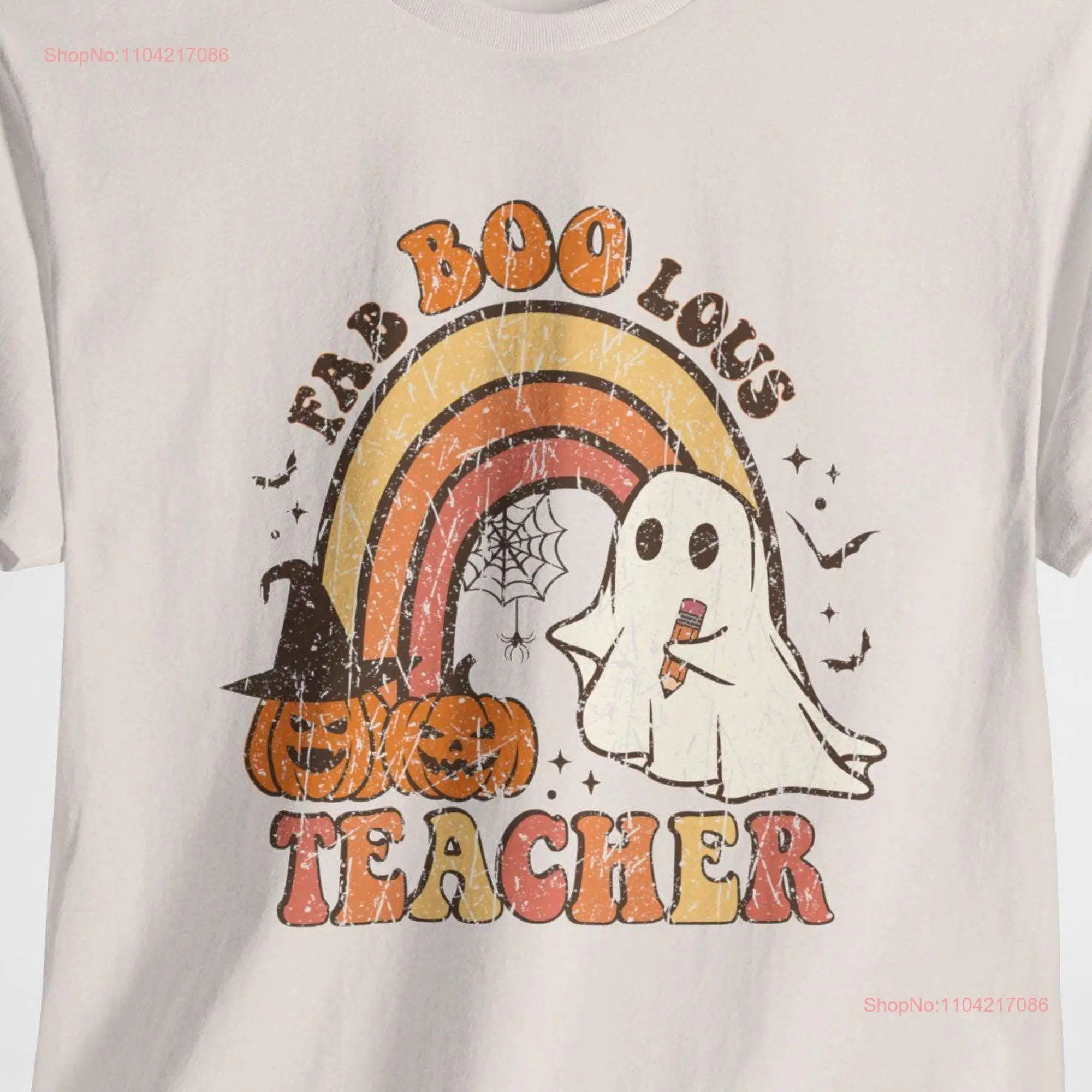 Fab Boo Lous Teacher Cute Halloween Heavy Cotton T Shirt long or short sleeves