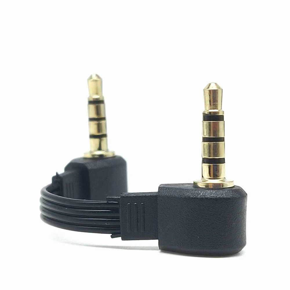 Cavo di connessione audio AUX a gomito audio montato su auto da 3.5mm maschio a maschio doppia spina auricolari piatti per computer cellulare 5CM-1M