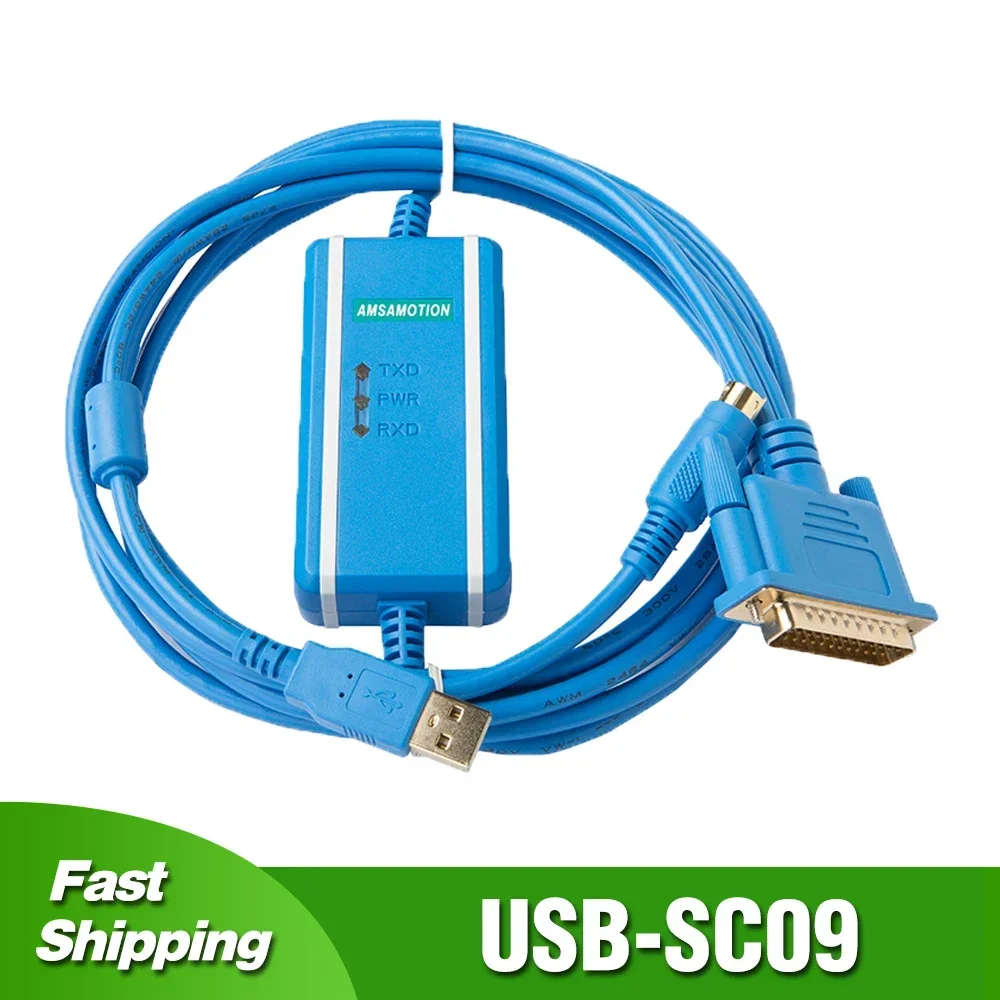 

USB-SC09 for Mitsubishi FX0 FX0S FX1S FX0N FX1N FX2N A FX/A Series PLC Programming Cable Download Line RS232 Port