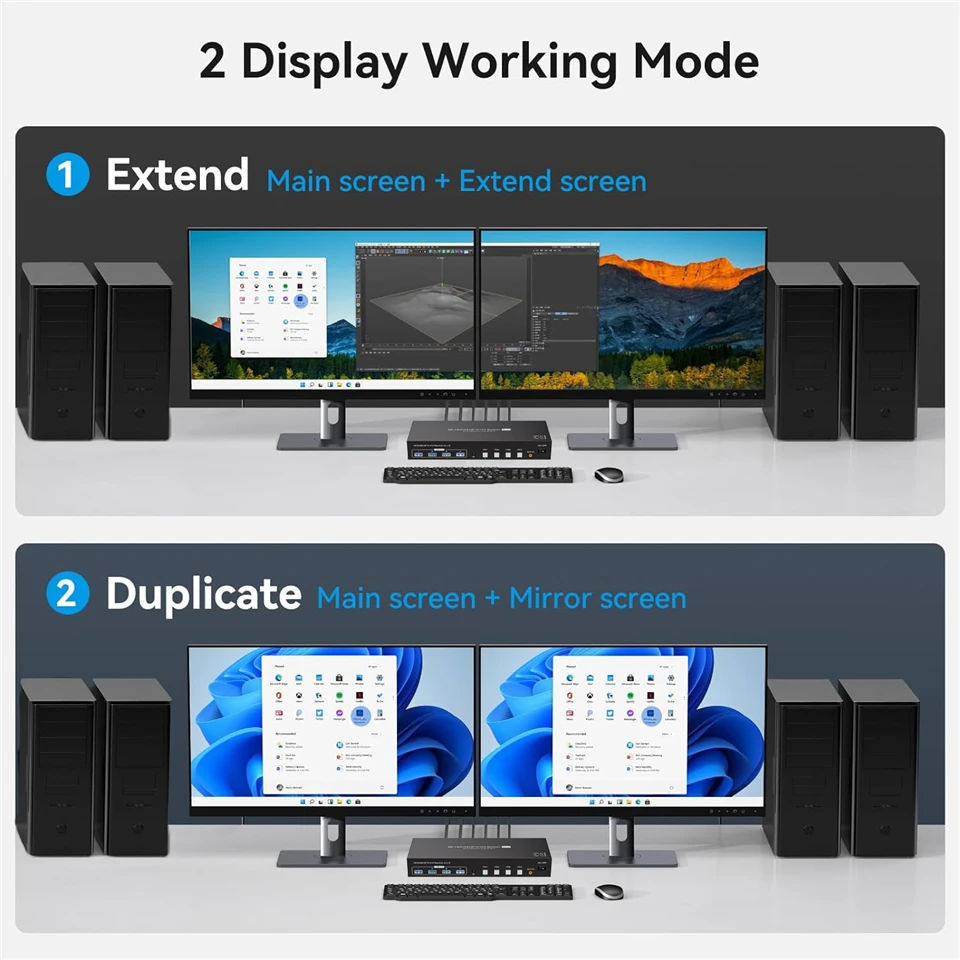 Imagem -03 - Navceker-switch Hdmi dp Kvm Monitores Computadores 8k 144hz Dual Displayport Usb 3.0 Switcher para pc Share Teclado Mouse