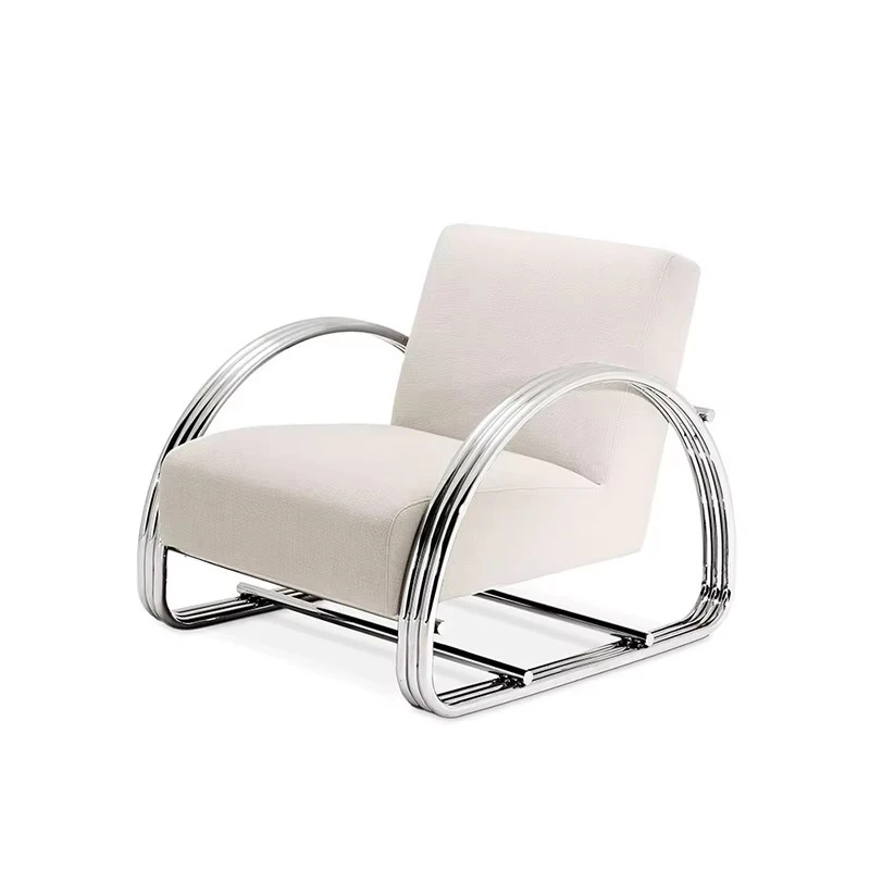 Luxury modern lounge chair stainless steel velvet fabric living room bedroom home furniture high quality leisure sofa