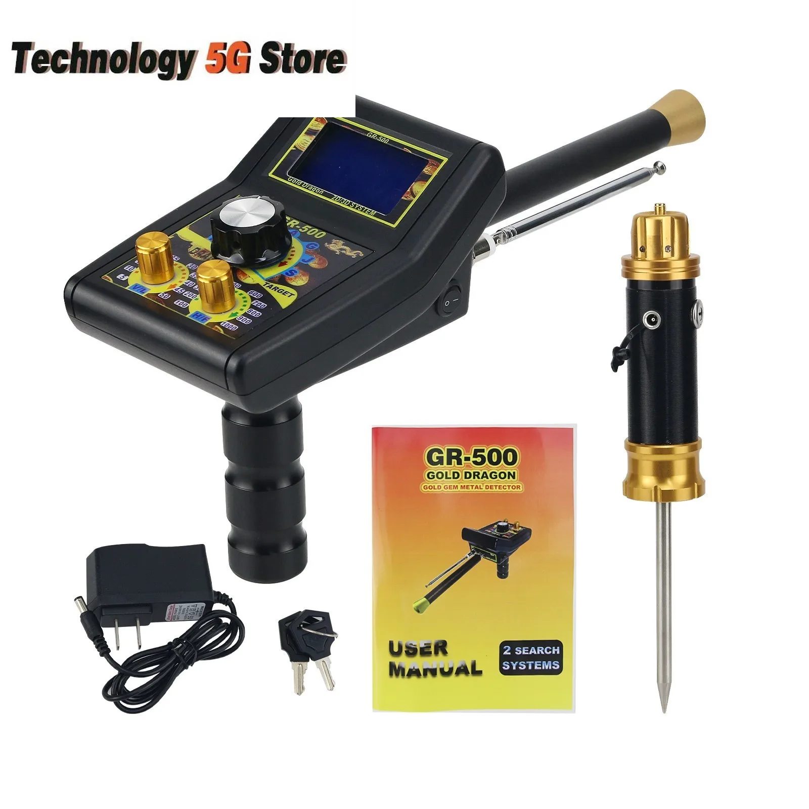 

HamGeek GR-500 Gold Detector Gold Finder Long Range Metal Detector 4.3 Inch TFT with Carry Box