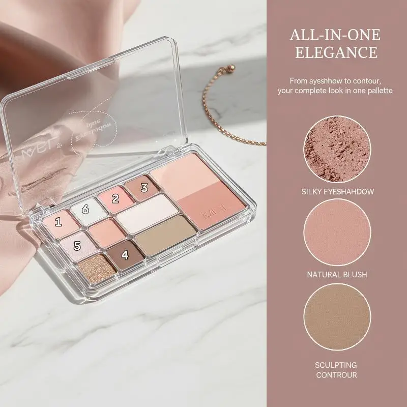 New12-Color Multi-Purpose Palette Perfect Ideal For Light Everyday Makeup Contouring Blush And Eyeshadow Long-lasting Eye Makeup