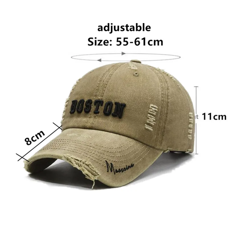 New Brands Washed Cotton Embroidery Baseball Caps For Men And Women Broken Hole Antique Retro Party Hat Hip Hop Hat Snapback Cap